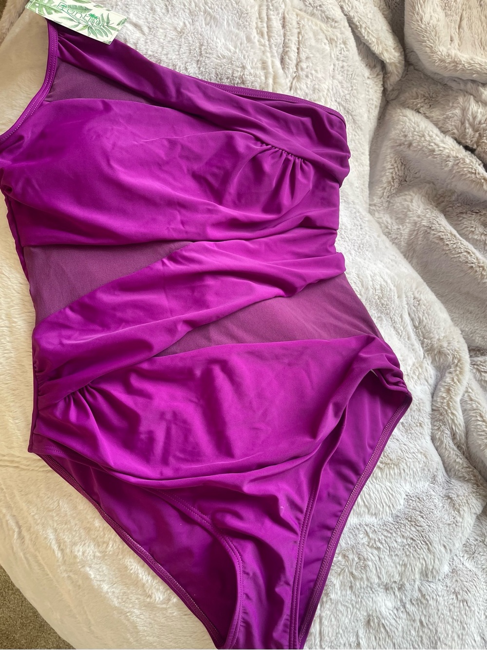 Women’s One-Piece Swimsuit in Magenta - Classic Ruched Design